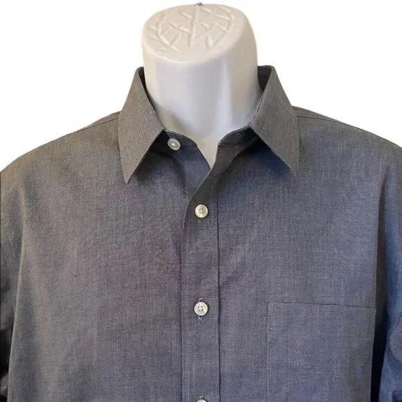 UNTUCKit Blue Button Down Wrinkle Free Tall Slim Dress Shirt, Large - Picture 2 of 6